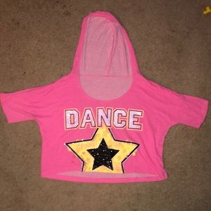 Justice cropped hooded shirt 10-12 Good condition